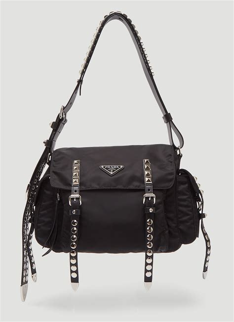 prada nylon studs bag|Prada nylon shoulder bag price.